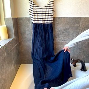 Striped Navy Blue Maxi Dress